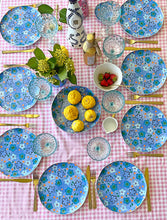 Load image into Gallery viewer, Set of 8 Blue Foxy Flower Dinner Plates