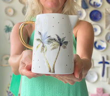 Load image into Gallery viewer, White palm tree ceramic jug