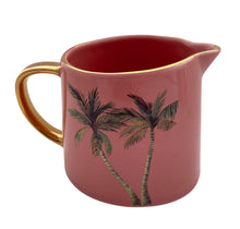 Load image into Gallery viewer, Pink milk jug ceramic palm tree gold
