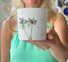 Load image into Gallery viewer, White mug ceramic gold