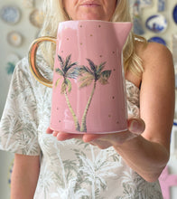 Load image into Gallery viewer, Pink palm tree ceramic gold