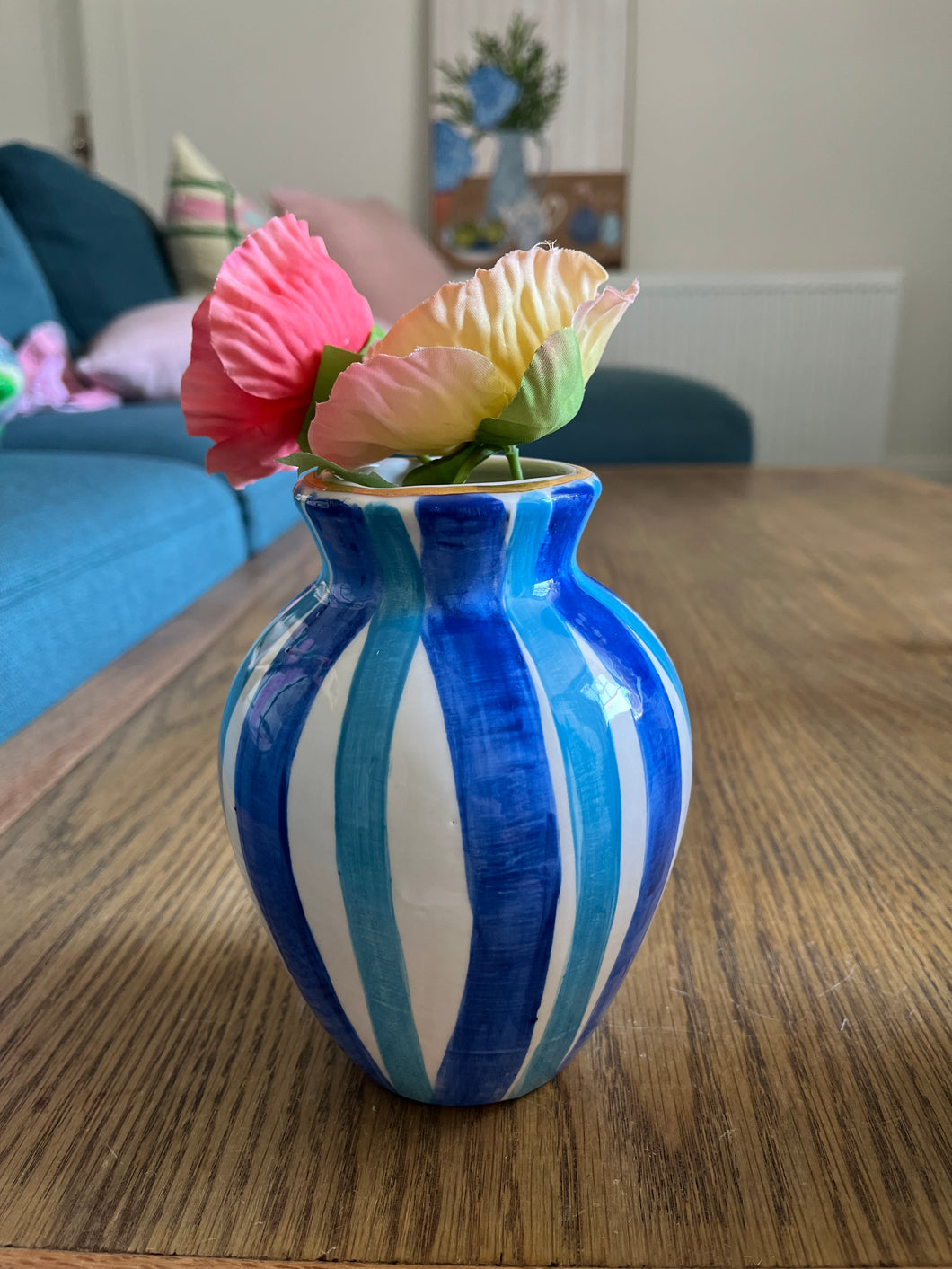 Two tone blue vase