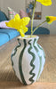 Handmade green stripe squiggle Vase