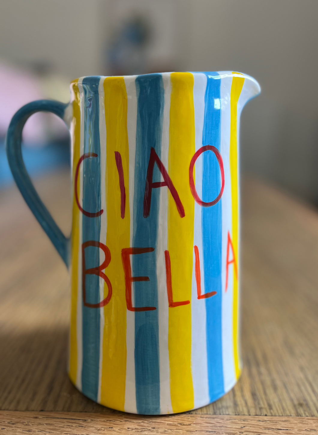 Handmade jug ceramic ciao bella