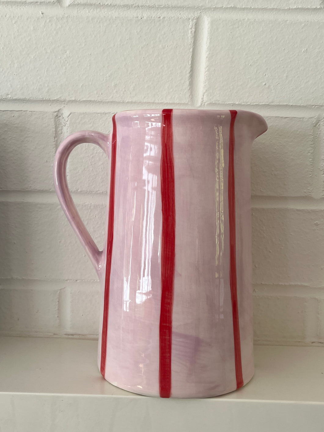 Handmade Pink Stripe Jug