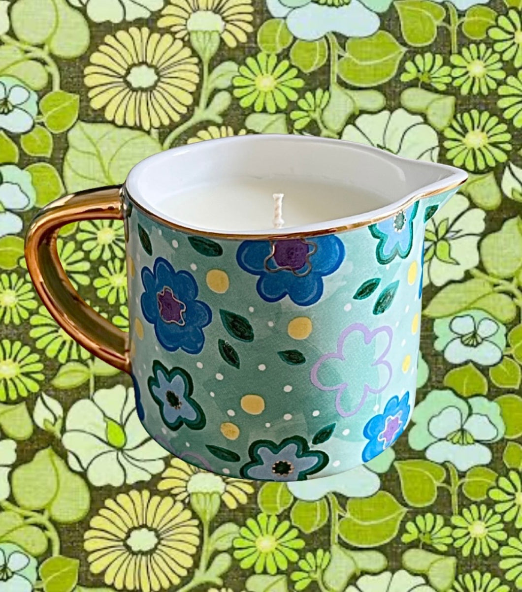 Ceramic green milk jug gifts green candle 
