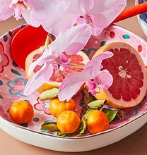 Load image into Gallery viewer, Pink salad bowl flowers ceramic 
