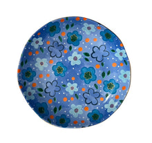 Load image into Gallery viewer, Foxy Flower Blue Salad Bowl
