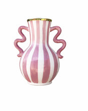 Load image into Gallery viewer, Rose Squiggly Vase Hand painted
