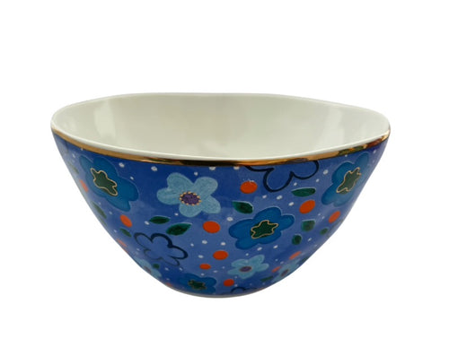 Blue bowl flowers ceramic 