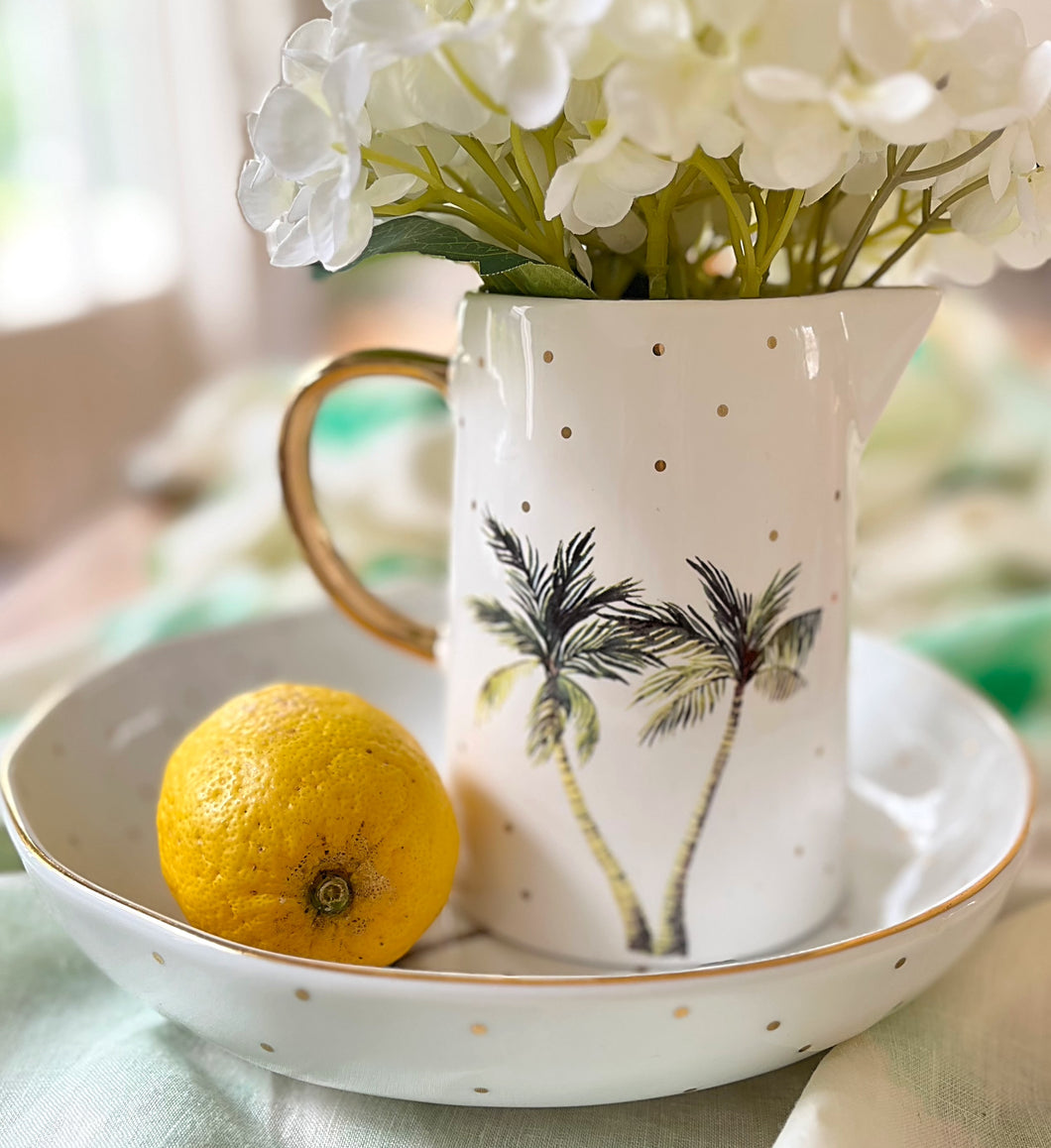 Ceramic palm tree jug salad bowl