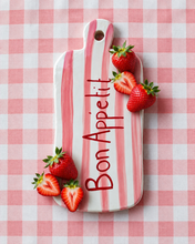 Load image into Gallery viewer, Pink Stripe Cheese platter - Handmade by Carla
