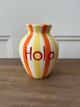 Load image into Gallery viewer, Medium HOLA orange Stripe Vase
