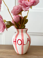 Load image into Gallery viewer, Medium HOLA pink Stripe Vase
