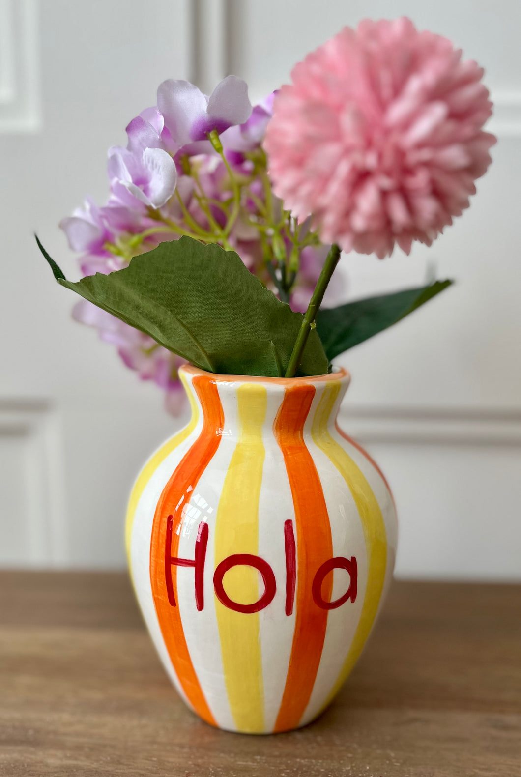 Medium HOLA orange Stripe Vase