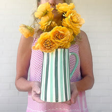 Load image into Gallery viewer, Green stripe ceramic jug Handmade by Carla

