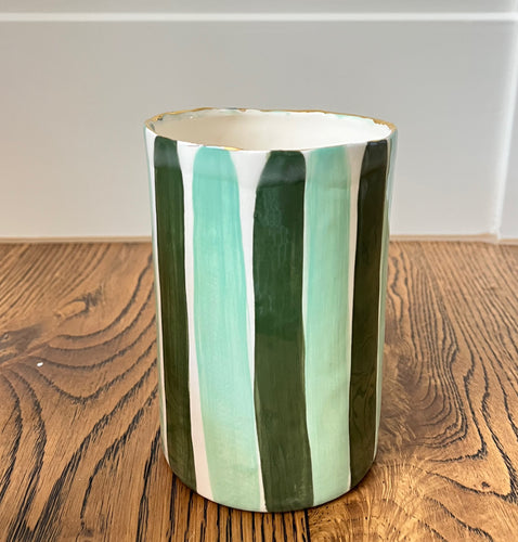 Vase handmade green gold