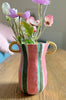 Vase Handmade ceramic pink green gold 