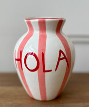 Load image into Gallery viewer, Medium HOLA pink Stripe Vase

