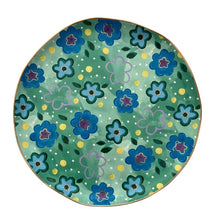 Load image into Gallery viewer, Set of 4 Green Foxy Flower dinner plates
