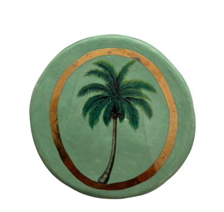 Green tree palm handmade tile