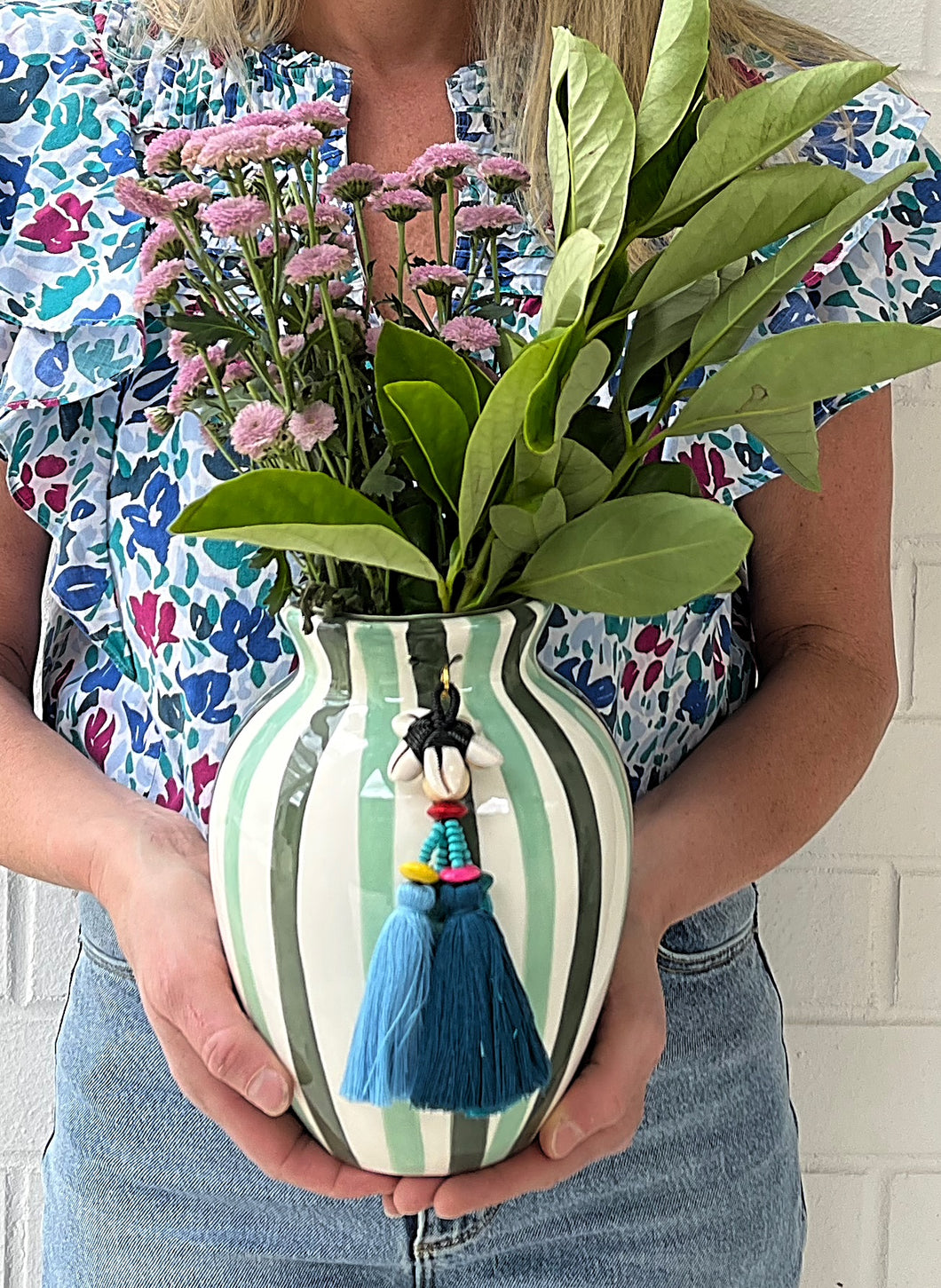 Large Green tassel Vase