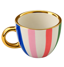 Load image into Gallery viewer, Multi Colour Stripe Espresso Cup hand painted
